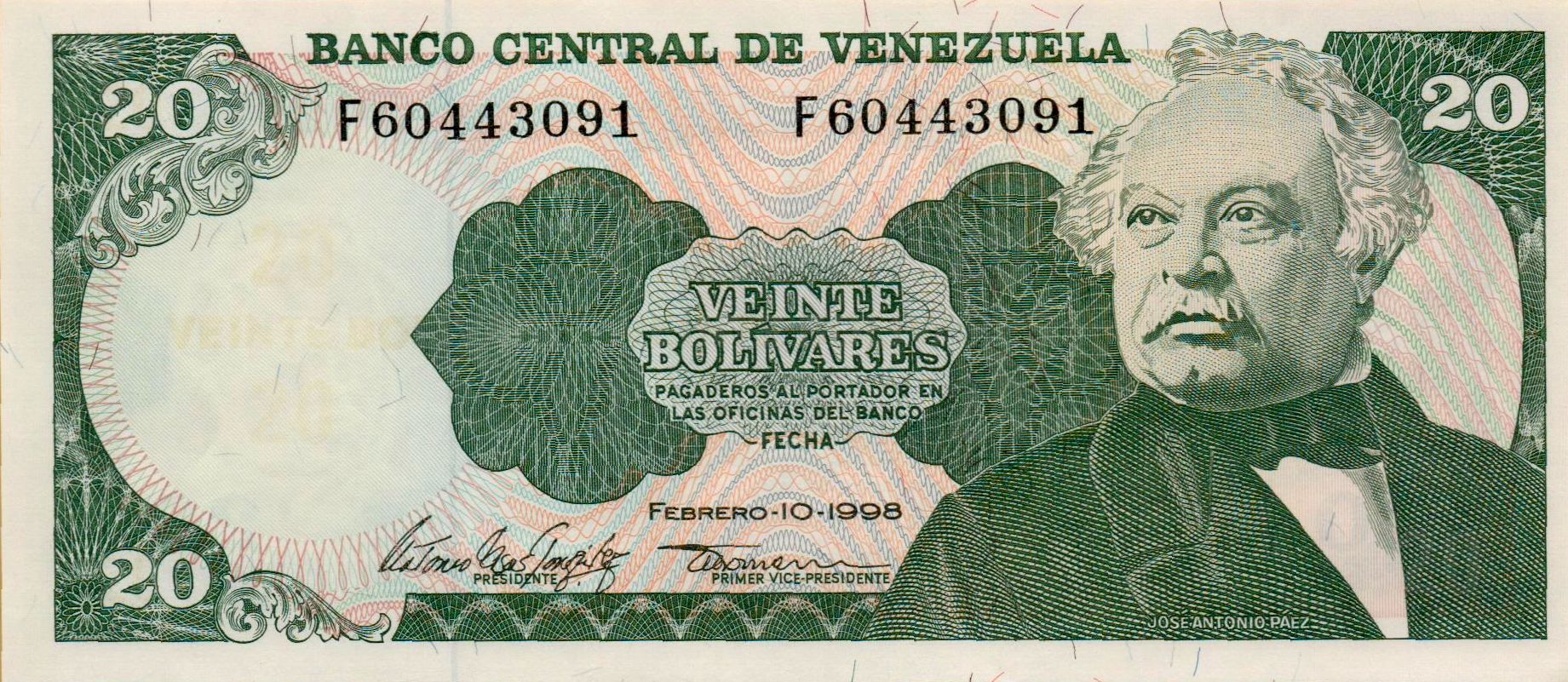 Venezuela 20 1998 UNC P-63/f